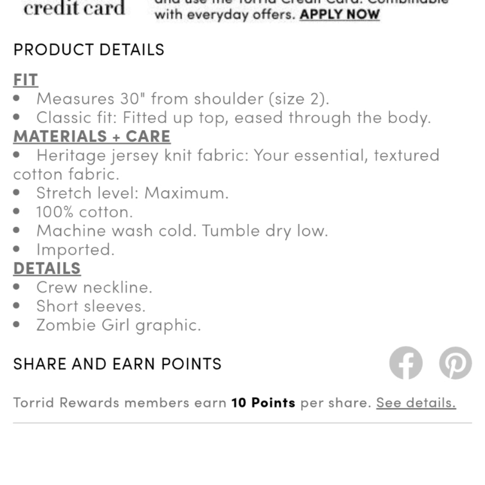 Torrid Zombie Girl Classic Fit Heritage Jersey Crew Tee - Picture 3 of 4